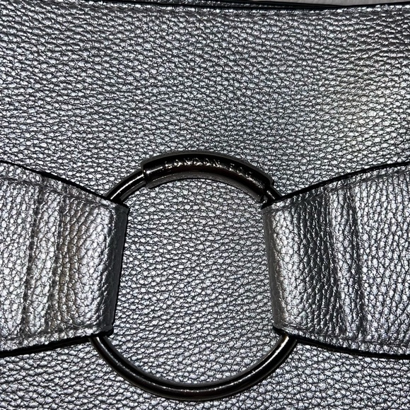 London Fog Silver Bow Accent Shoulder Bag - Picture 2 of 6